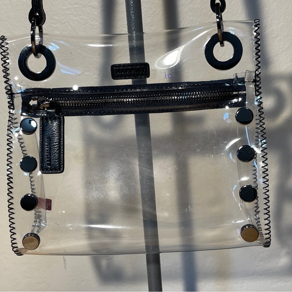 Hammitt Tony Small Bag Clear Plastic / Black Leather / Gunmetal Hardware - Picture 2 of 15
